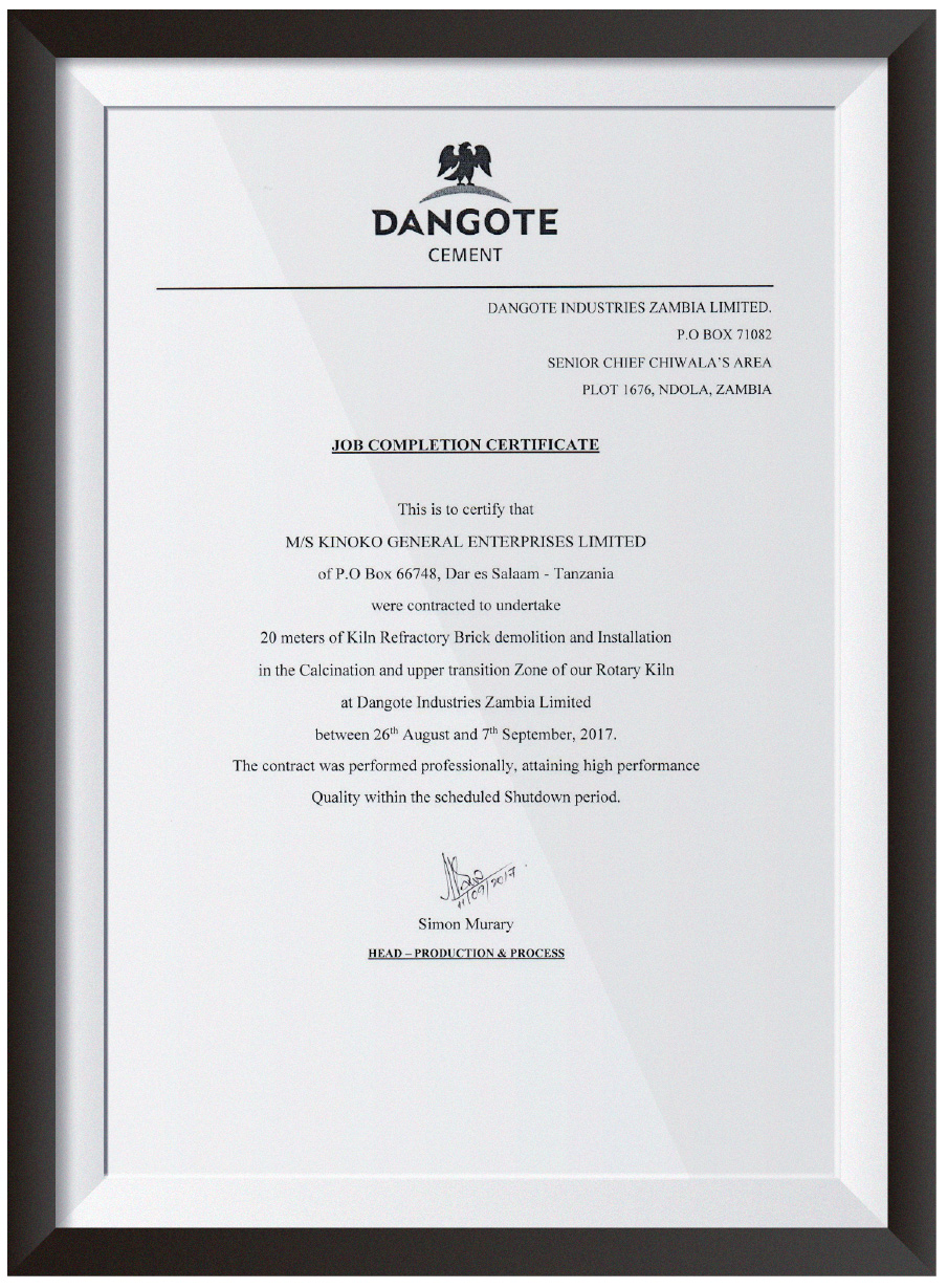 Enterprise qualifications KINOKO GENERAL ENTERPRISES