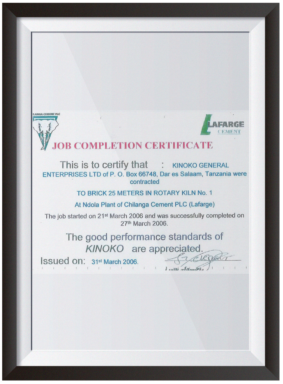 Enterprise qualifications KINOKO GENERAL ENTERPRISES